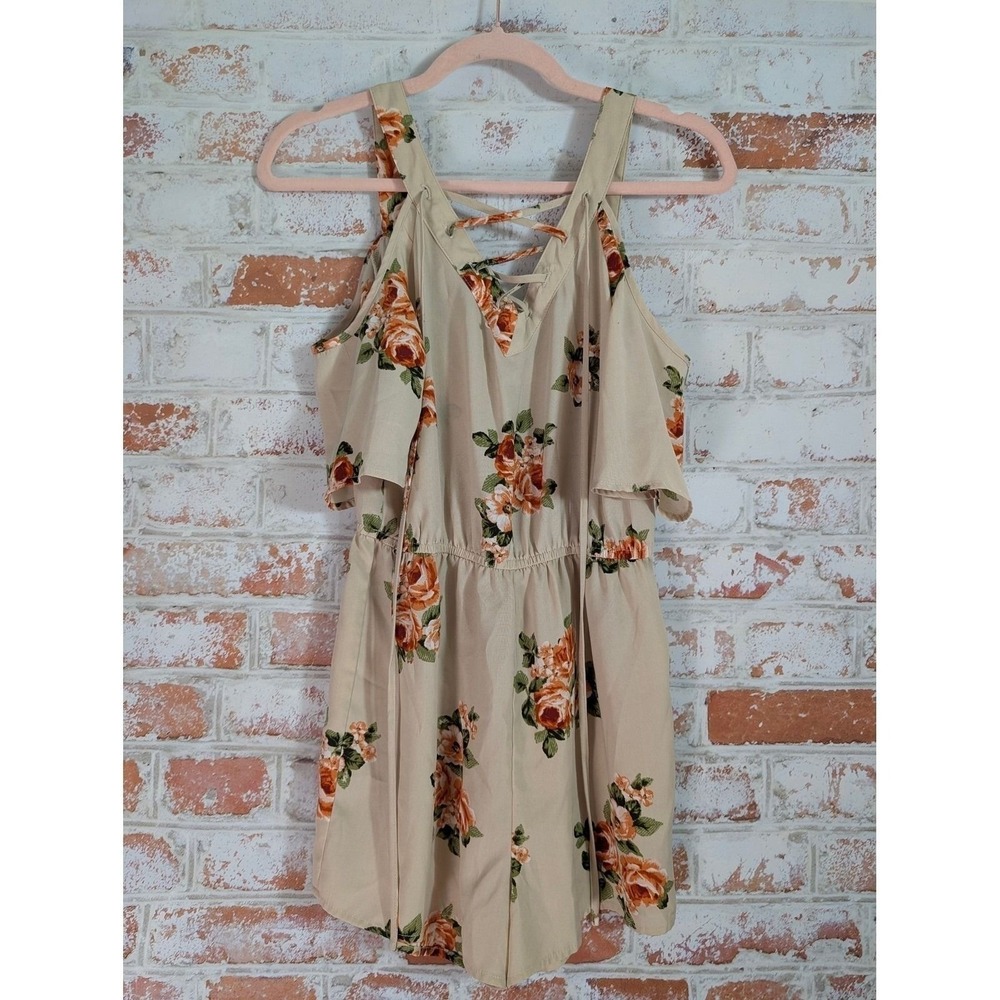 Anthropologie Blu Pepper Romper Womens Small‎ Beige Floral Romantic